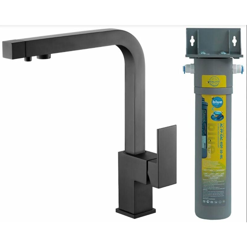 

Conjunto microfiltración Monomando cocina 3 vias Capri negro mate más equipo de microfiltración