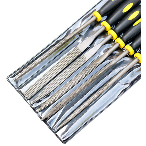 Conjunto mini-limas en metal para uso en madera, 140 mm, 6 piezas, 1 de cada