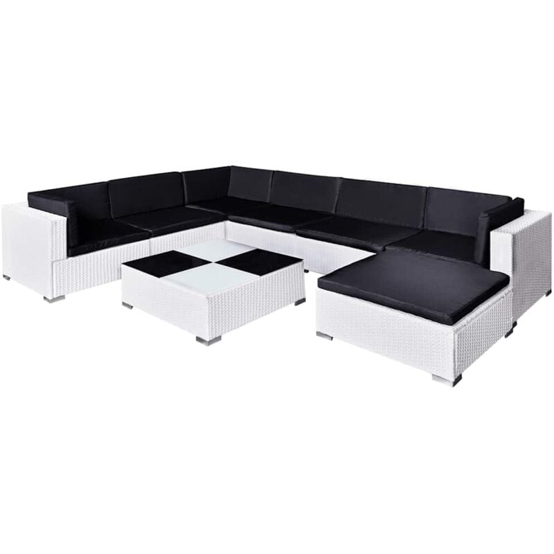 

Set Muebles de Jardín 8 Piezas y Cojines Ratán Sintético Blanco - Blanco - Vidaxl
