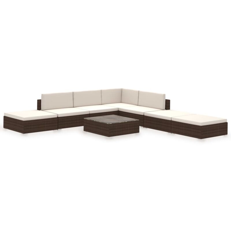 

Set Muebles de Jardín 8 Piezas y Cojines Ratán Sintético Marrón - Marrón - Vidaxl