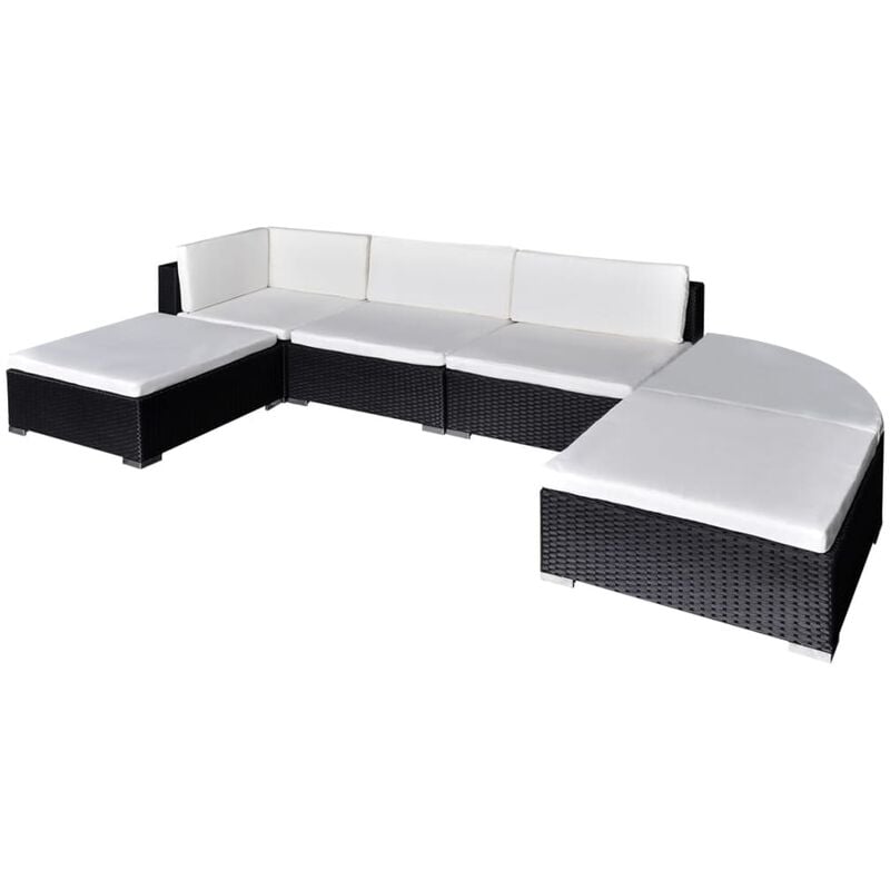 

vidaXL Set Muebles de Jardín 6 Piezas y Cojines Ratán Sintético Negro - Negro