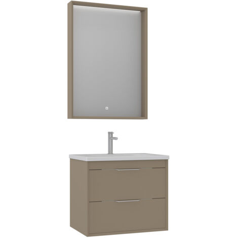 Conjunto Mueble CLAY Baño 1 Cajon con Lavabo y Espejo Beige