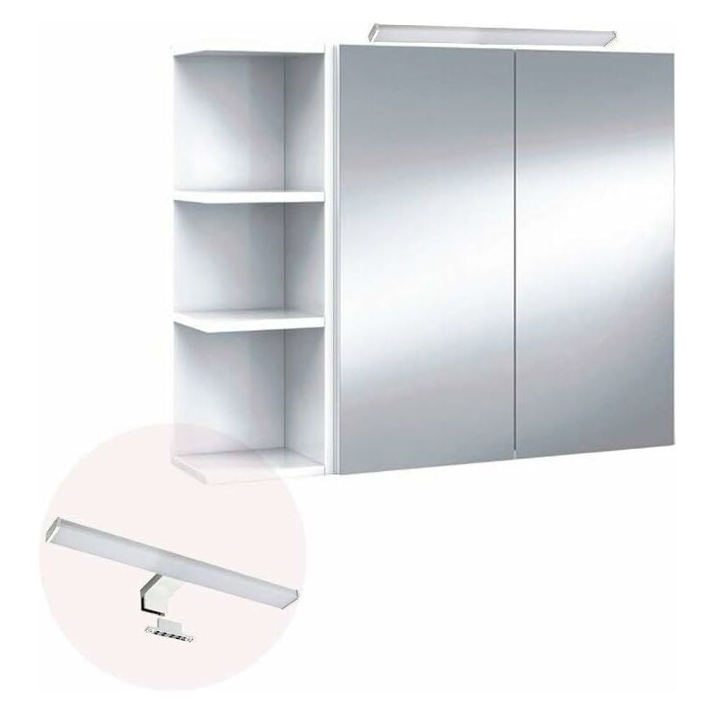 

Conjunto Mueble de baño camerino 2 puertas con ESPEJO + ILUMINACIÓN LED incluida + 2 ESTANTERÍAS