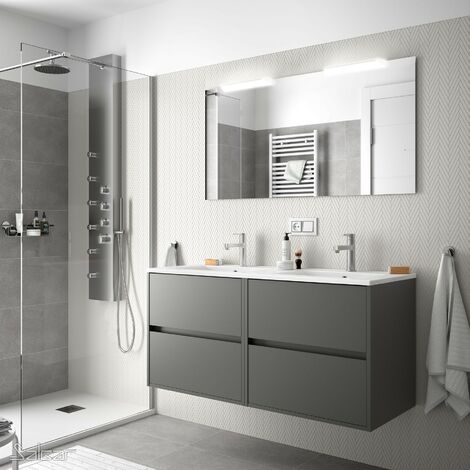 Mueble De Baño Montado 120cm Palio, Blanco / Roble Claro con