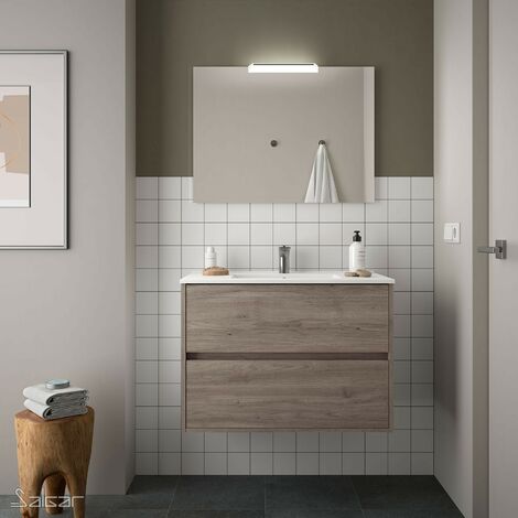 Mueble baño adam 2p2c 80cm blanco br con espejo, sin lavabo