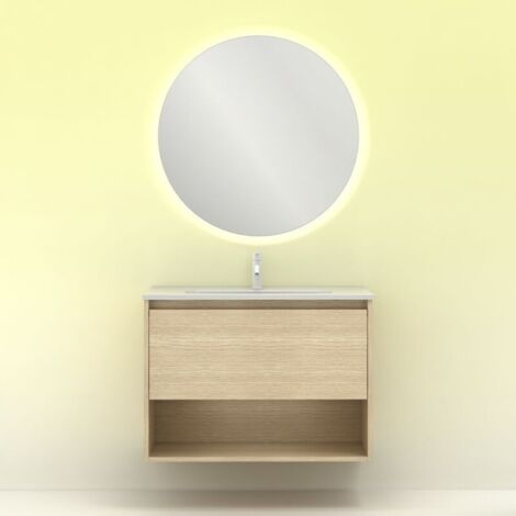 Conjunto mueble + lavabo NIWA - AMIZUVA Color: Roble arenado - Medidas: 80 cm