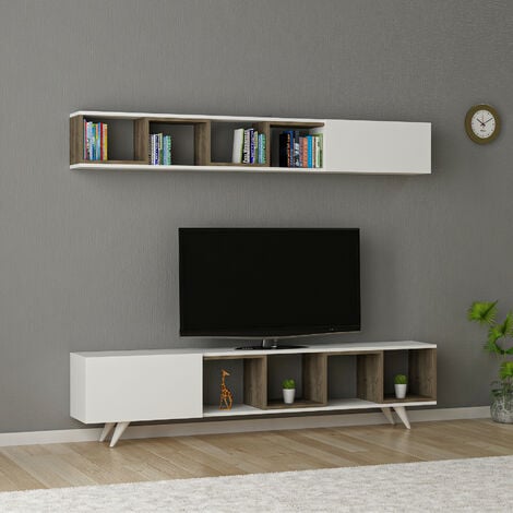 Mueble TV de 180x40 cm nogal-gris antracita - Mubak