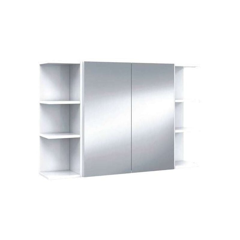 FRS - Conjunto muebles camerino Luz 2 puertas espejo y 2 rinconeros en acabado blanco brillo