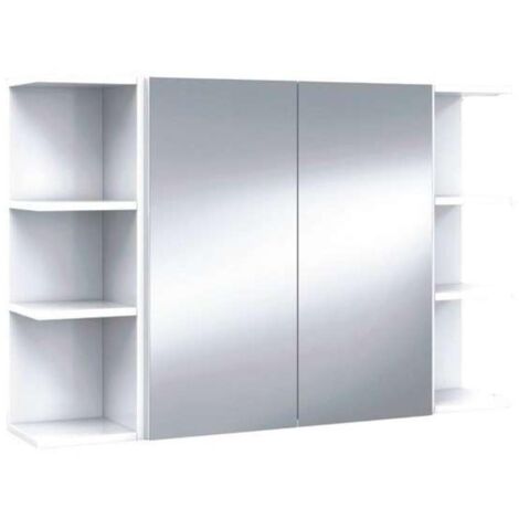 Conjunto muebles camerino Sulf 2 puertas espejo y 2 rinconeros acabado blanco brillo,