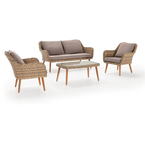 Conjunto Muebles de jardín Lila de ratán sintético, 4 Piezas