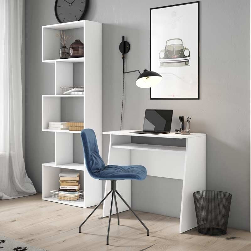 

Conjunto Muebles para despacho Oficina Estudio Color Blanco Mate Estilo Moderno (estantería + Escritorio)