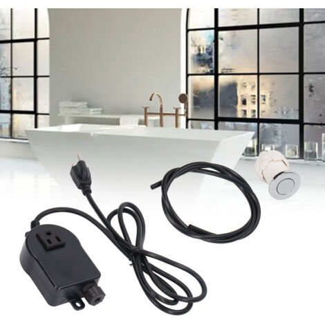 Conjunto neumático para aguas residuales y ducha con pulsador y manguera de 1 m – Conjunto de interruptor neumático ABS de 15 A – Fácil instalación, diámetro de 28 mm