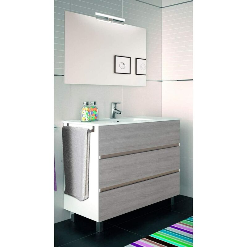 

Conjunto para baño BALDER de Mueble de baño con Lavabo y espejo ¡Con toallero de regalo! varios colores y medidas Combi (gris ceniza y blanco) 100CM