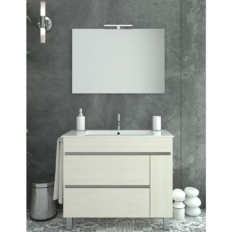 

Conjunto para baño FENRIR consta de mueble de baño, lavabo y espejo ¡Con toallero de regalo!. Varias medidas y colores Crema 80CM