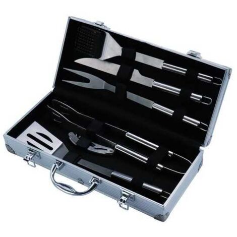 Conjunto para barbacoas Sandrigarden 6 piezas, acero inoxidable, maletín