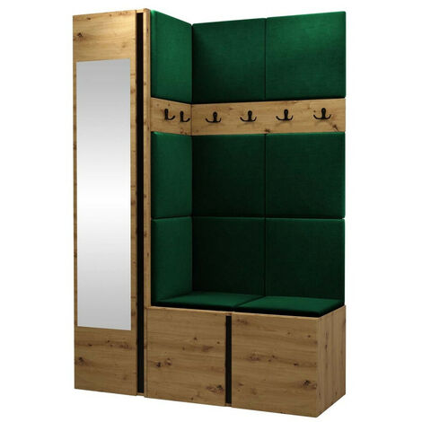 Conjunto para recibidor Hartford 277, Roble Artisan, 186x124x46cm, Espejo, Aglomerado laminado, Tapiz, Colocada, Montada en la pared