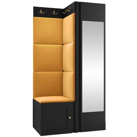 Conjunto para recibidor Hartford 382, Manila 32, 186x82x46cm, Espejo, MDF, Aglomerado laminado, Tapiz, Montada en la pared, Colocada