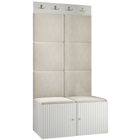 Conjunto para recibidor Hartford 383, Manila 02, 186x84x46cm, MDF, Aglomerado laminado, Tapiz, Montada en la pared, Colocada