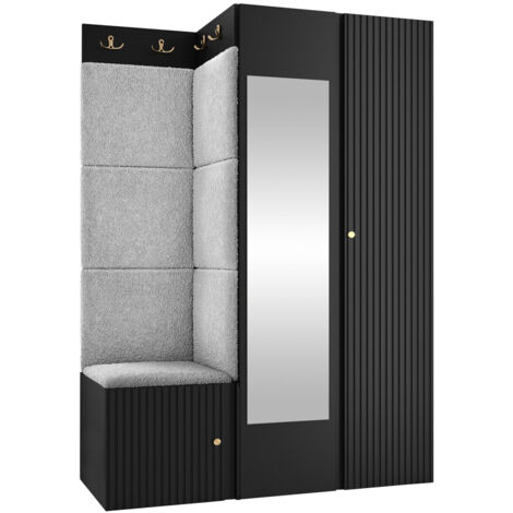 Conjunto para recibidor Hartford 388, Abriamo 6, 186x116x46cm, Espejo, Aglomerado laminado, Tapiz, Colocada, Montada en la pared