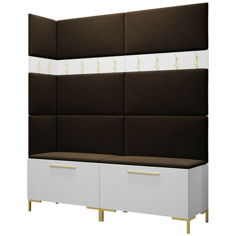 Conjunto para recibidor Nomal V, Blanco, 196x168x46cm, Aglomerado laminado, Tapiz, Colocada, Montada en la pared