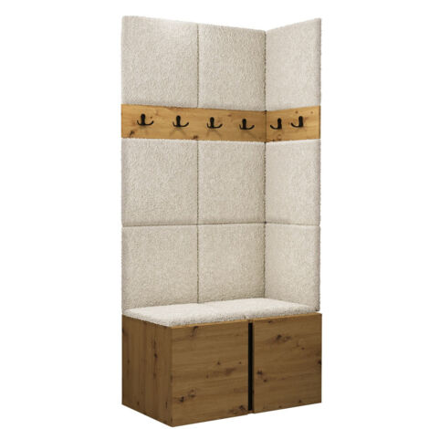 Conjunto para recibidor Pinis I, Abriamo 03, 186x84x46cm, Tapiz, Aglomerado laminado, Colocada, Montada en la pared