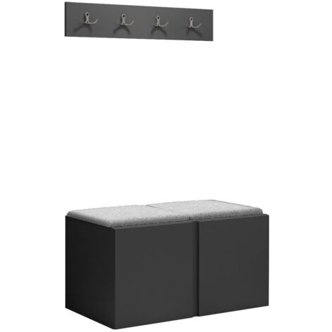 Conjunto para recibidor Pinis VI, Grafito, 0x0x0cm, Tapiz, Aglomerado laminado, Montada en la pared, Colocada
