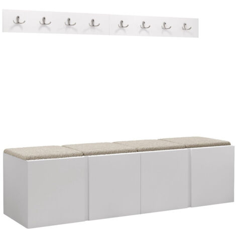 Conjunto para recibidor Pinis VII, Blanco, 0x0x0cm, Tapiz, Aglomerado laminado, Colocada, Montada en la pared