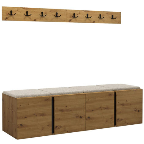 Conjunto para recibidor Pinis VII, Roble Artisan, 0x0x0cm, Tapiz, Aglomerado laminado, Montada en la pared, Colocada