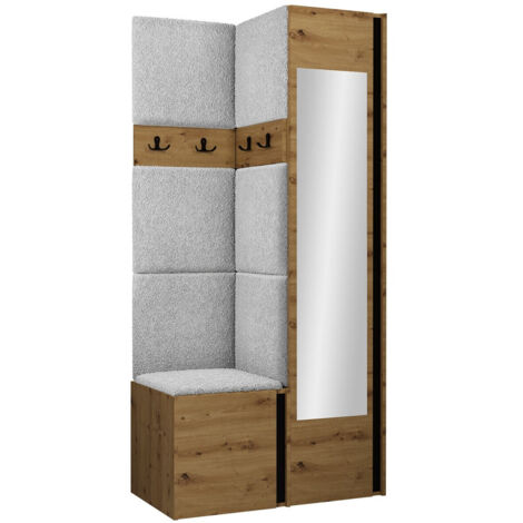 Conjunto para recibidor Pinis XXV, Abriamo 6, 186x82x46cm, Espejo, Tapiz, Aglomerado laminado, Colocada, Montada en la pared