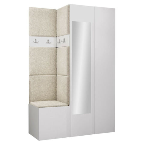 Conjunto para recibidor Pinis XXVI, Abriamo 3, 186x116x46cm, Espejo, Aglomerado laminado, Tapiz, Colocada, Montada en la pared