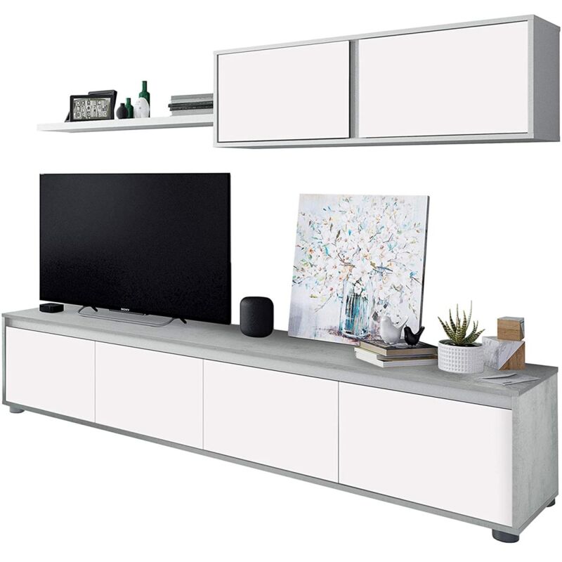 

Conjunto para salón Alida 43 cm(alto)200cm(ancho)41 cm(largo) Color BLANCO-CEMENTO