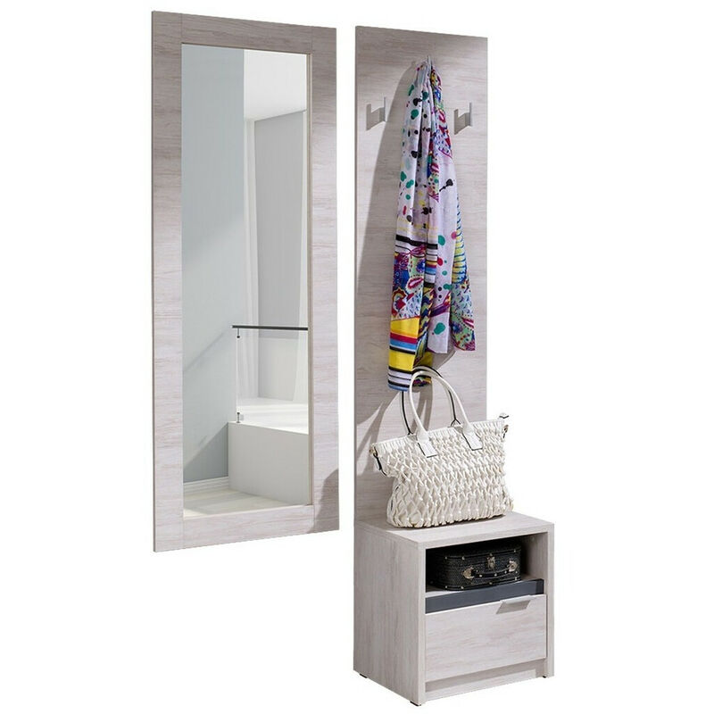 Conjunto pasillo Providence F118, Roble blanqueado + Grafito brillante, Yes, Si, LPB, Aglomerado laminado, Montado en la pared, Placed, Colocado,