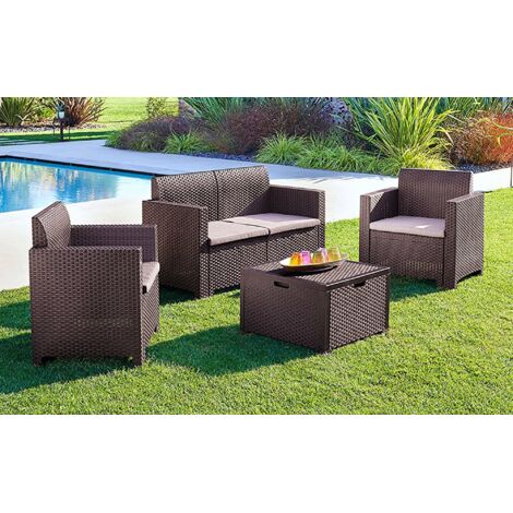 Conjunto Salón Exterior - Set Sofá Exterior Marrón