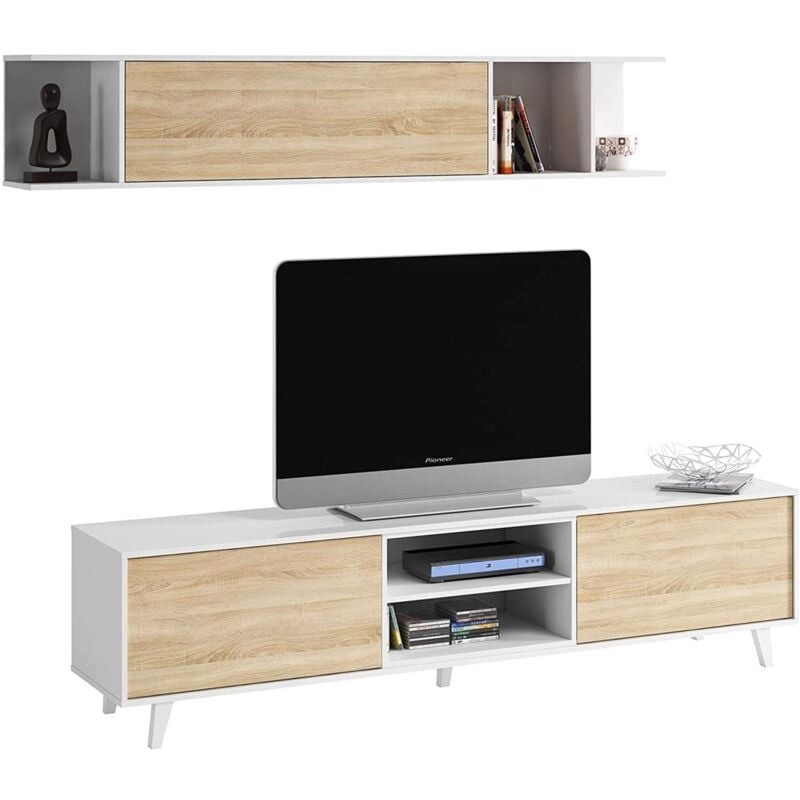 

Conjunto salon television Alcontar 51 cm(alto)180 cm(ancho)41 cm(largo) Color BLANCO-ROBLE CANADIAN