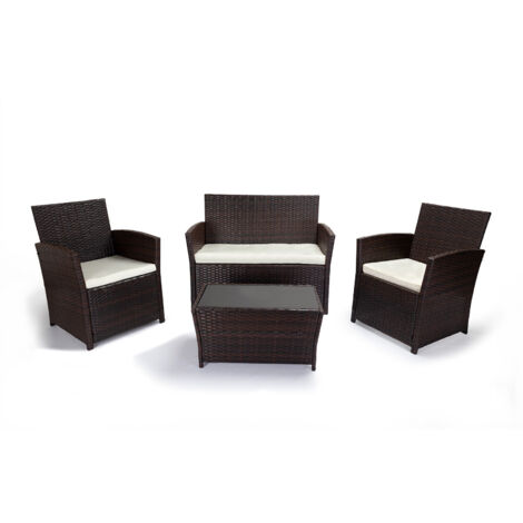 Conjunto Sofa + 2 Sillones + Mesa de Ratan PE. Muebles de Jardin y Terraza
