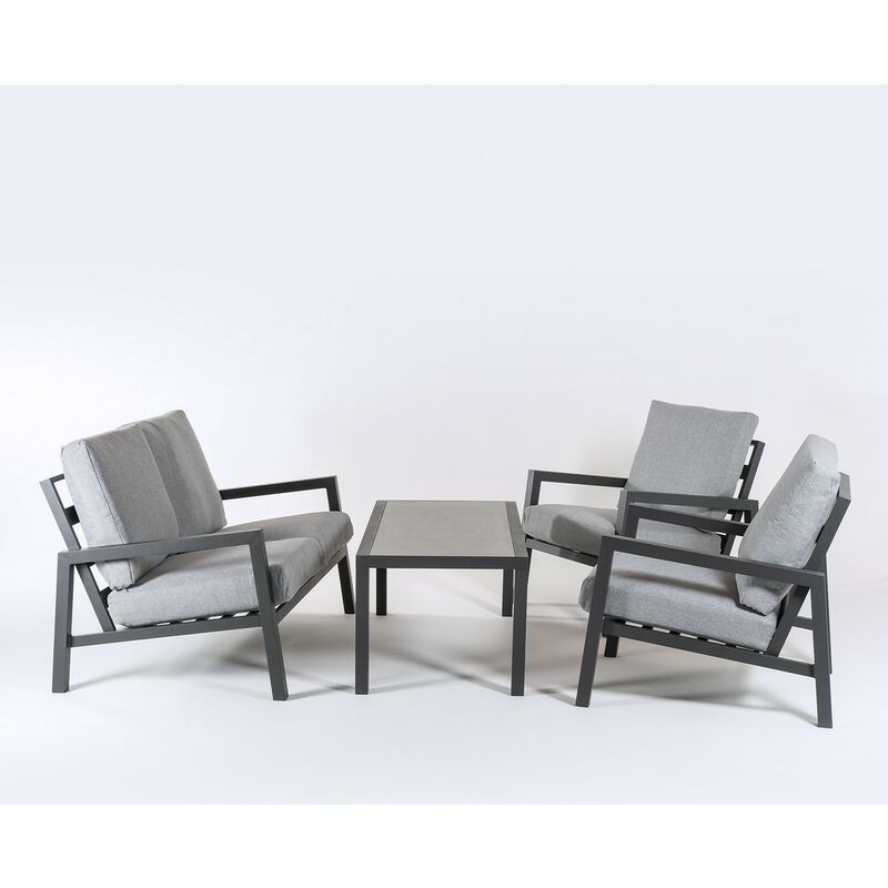 

Edenjardin Muebles - Conjunto sofÃƒÂ¡s jardÃƒÂ­n | Aluminio reforzado color antracita | SofÃƒÂ¡ 2 plazas + 2 sillones + Mesita cafÃƒÂ© | 4 plazas | C