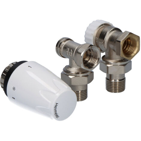 Conjunto termostático con cabezal DX, válvula termostática de ángulo exacto CALYPSO, válvula de retorno de ángulo Raditec DN15