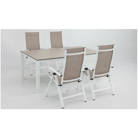 Conjunto terraza combo imitacion madera sillones posiciones blanco