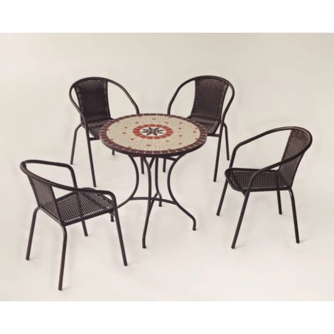 Conjunto terraza jardín mesa + 4 sillones acero Sicilia/Brasil-75/4 en acabado color bronce