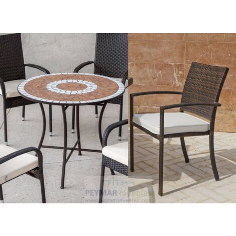 Conjunto terraza jardín mesa + 4 sillones mosaico Málaga/Bahia-90/4.