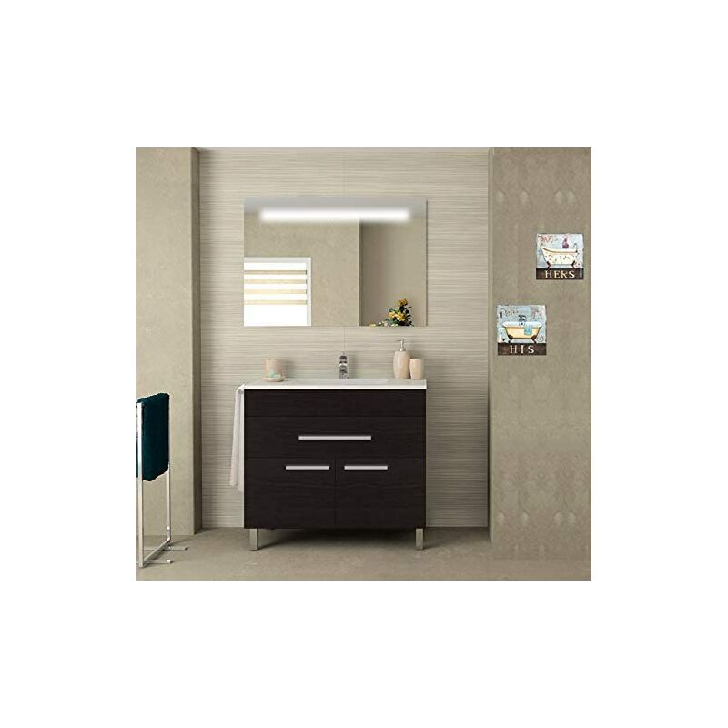 

Conjunto Vega Para Baño, Mueble De Baño En Roble Sinatra Con Labavo, Espejo, Y Toallero (Aplique Led No Incluido) 60Cm