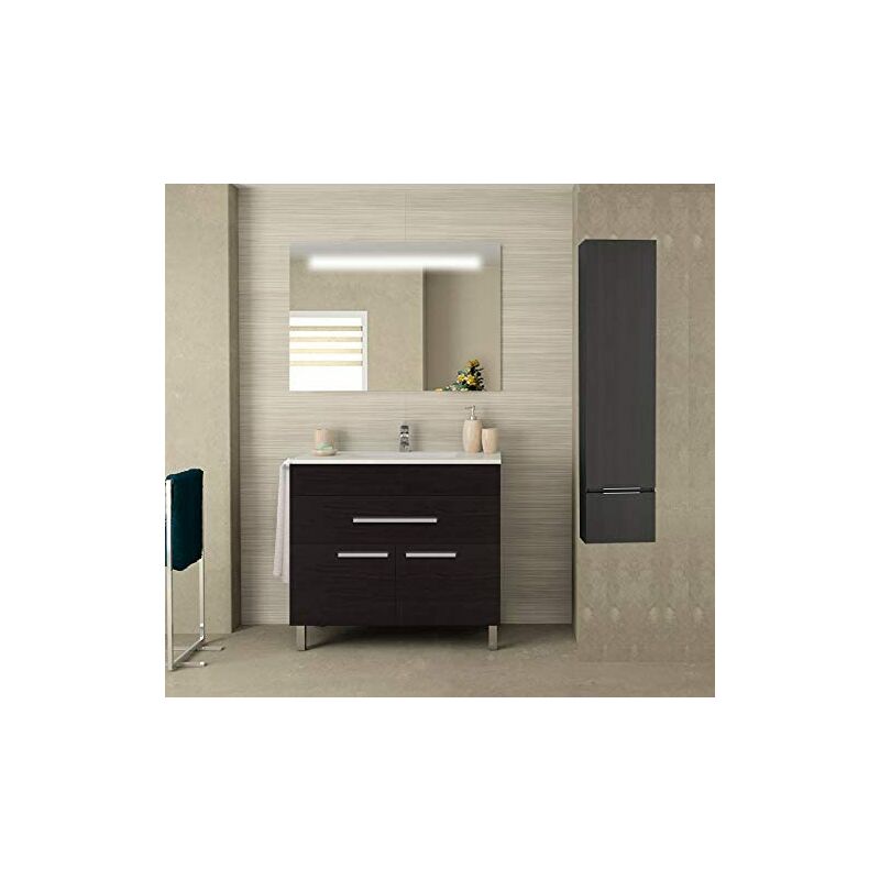 

Conjunto Vega Para Baño, Mueble De Baño En Roble Sinatra Con Labavo, Espejo, Y Toallero (Aplique Led No Incluido) 60Cm Con Columna