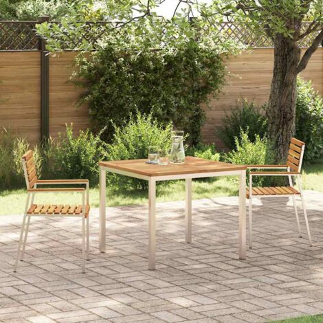ConjuntodeComedordeJardín 3 pcs Marrón Madera de acacia maciza