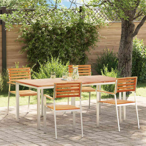 ConjuntodeComedordeJardín 5 pcs Marrón Madera de teca maciza