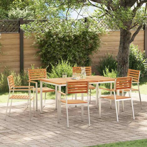 ConjuntodeComedordeJardín 7 pcs Marrón Madera de teca maciza