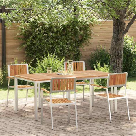 ConjuntodeComedordeJardín Marrón Madera de acacia maciza