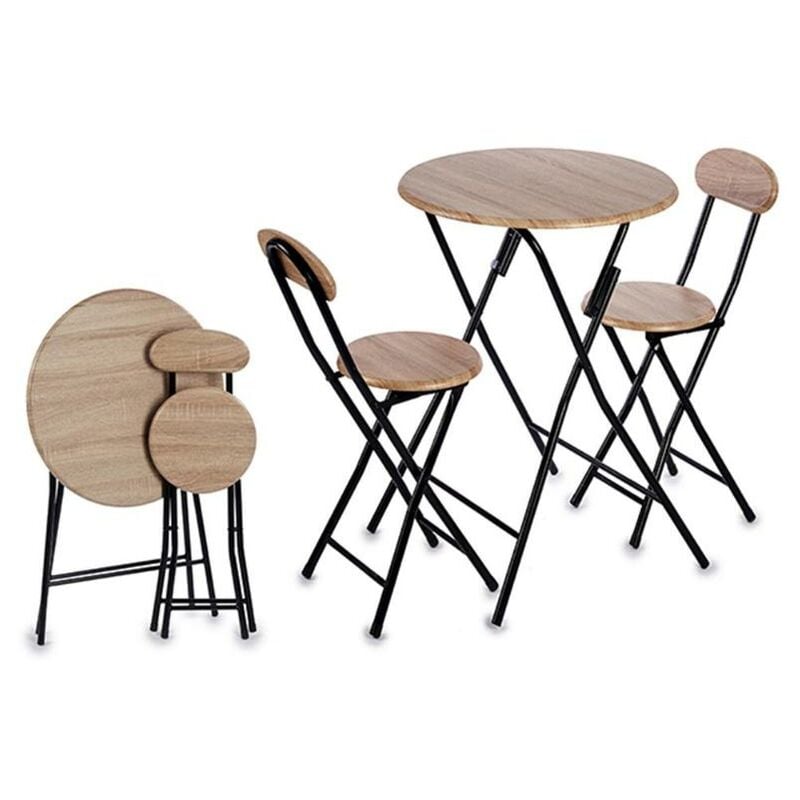 

BLUNGI mesa plegable 60 + 2 sillas tubo negro conjunto