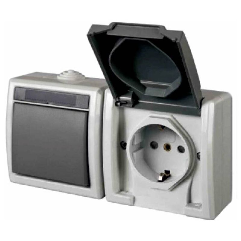 

Conmutador + base TT estanco IP55 serie black