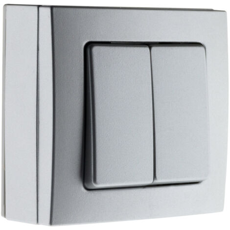 Conmutador de superficie doble 10A - Silver - Bel'Vue - Zenitech