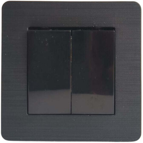 Conmutador Doble Empotrable Negro Brillante con Marco Rayado – Serie Selene, 10A, 250V